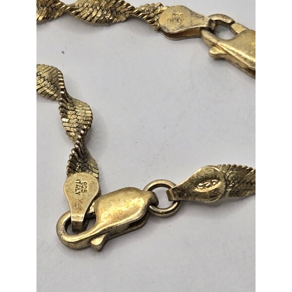 Gold Over Sterling 925 Silver Twisted Chain Necklace ITALY Signed 22" - 23" Long - Picture 3 of 5